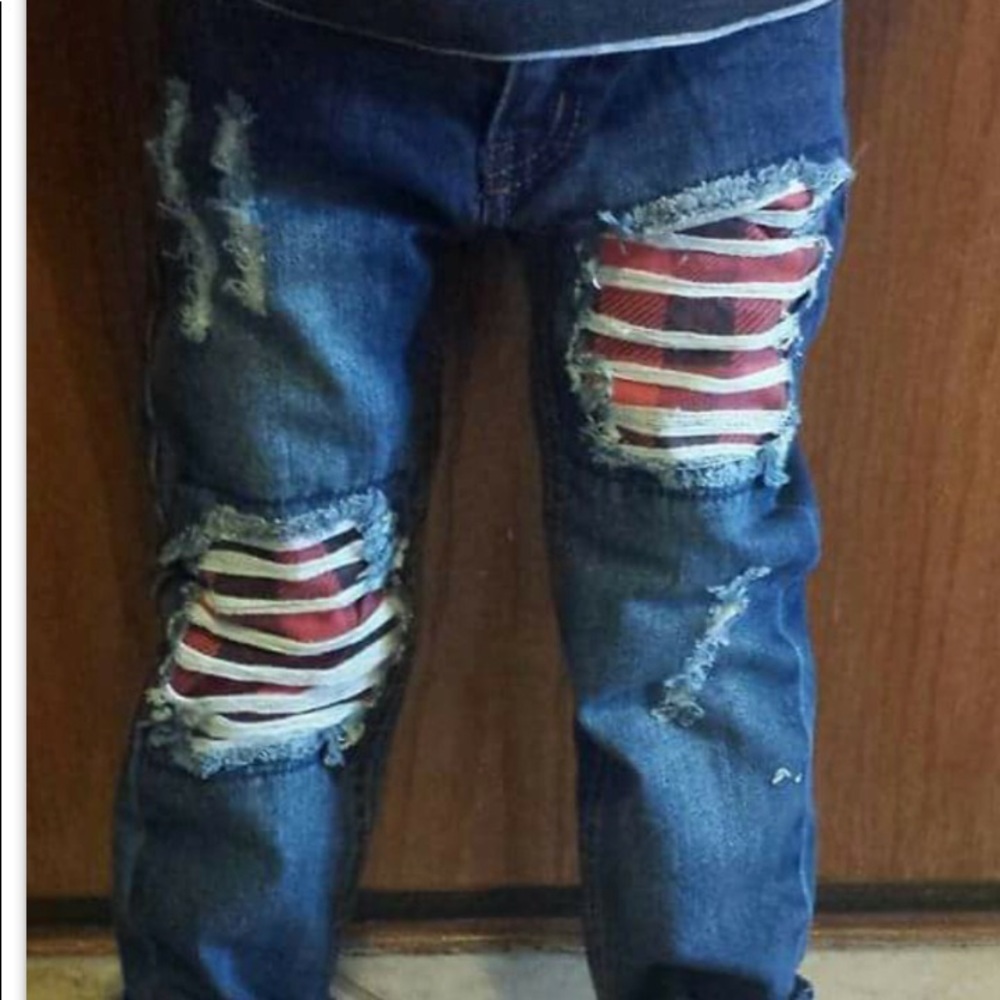 Boys Distressed Buffalo Plaid Boys Jeans!